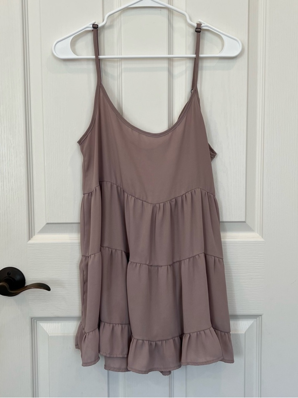 John Galt Tiered Spaghetti Strap Sheet Mini Dress - Mauve